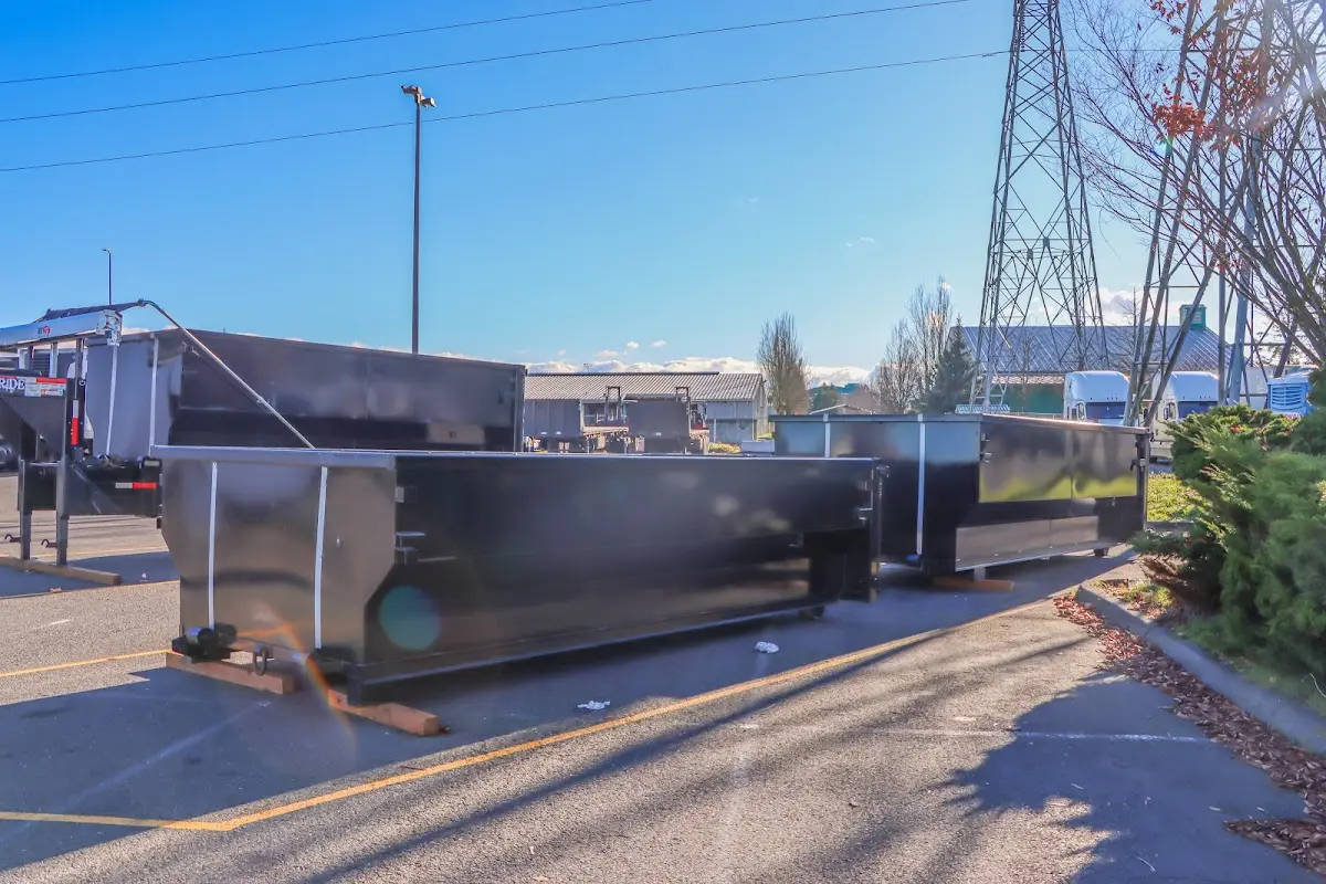 Roll-off dumpster ready for waste disposal at job site for Commercial Dumpster Rental in Cullman